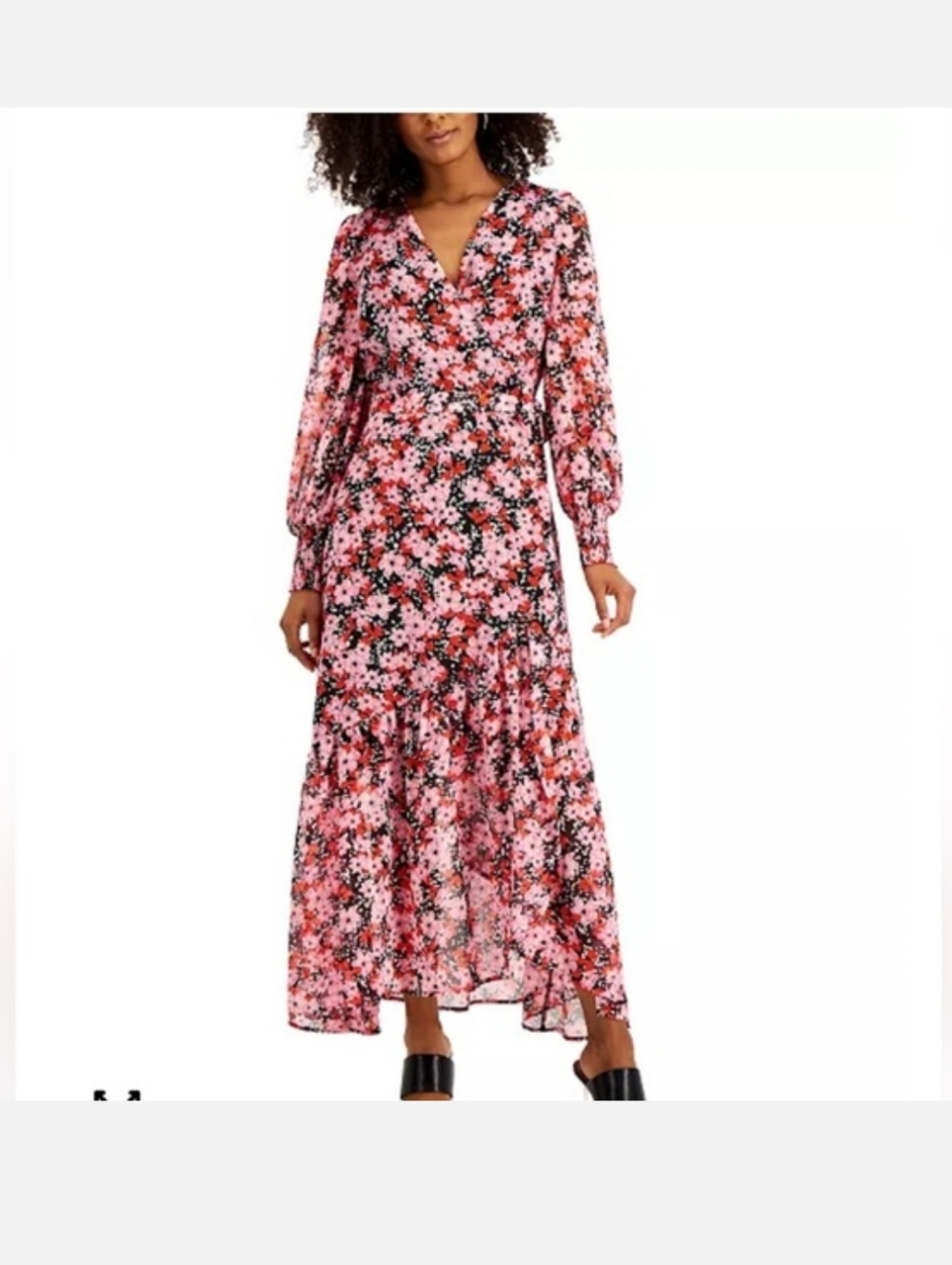 Bar III Pink Floral Wrap Dress